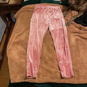 Soft pink velvet jogger pants